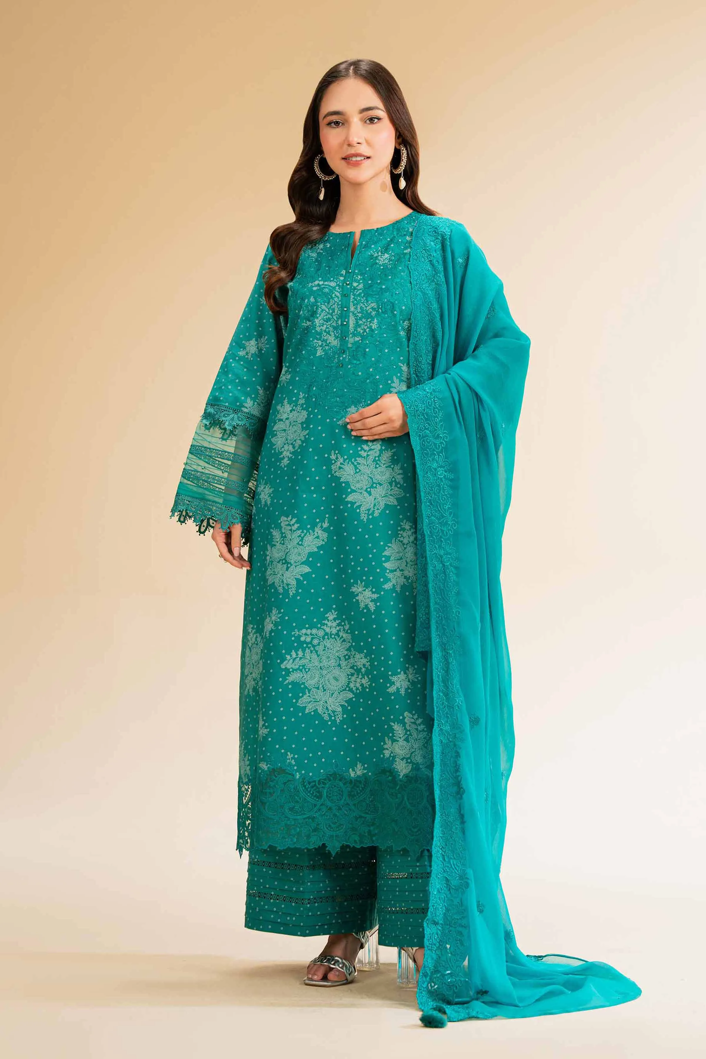 3 Piece - Printed Embroidered Suit - 42501278