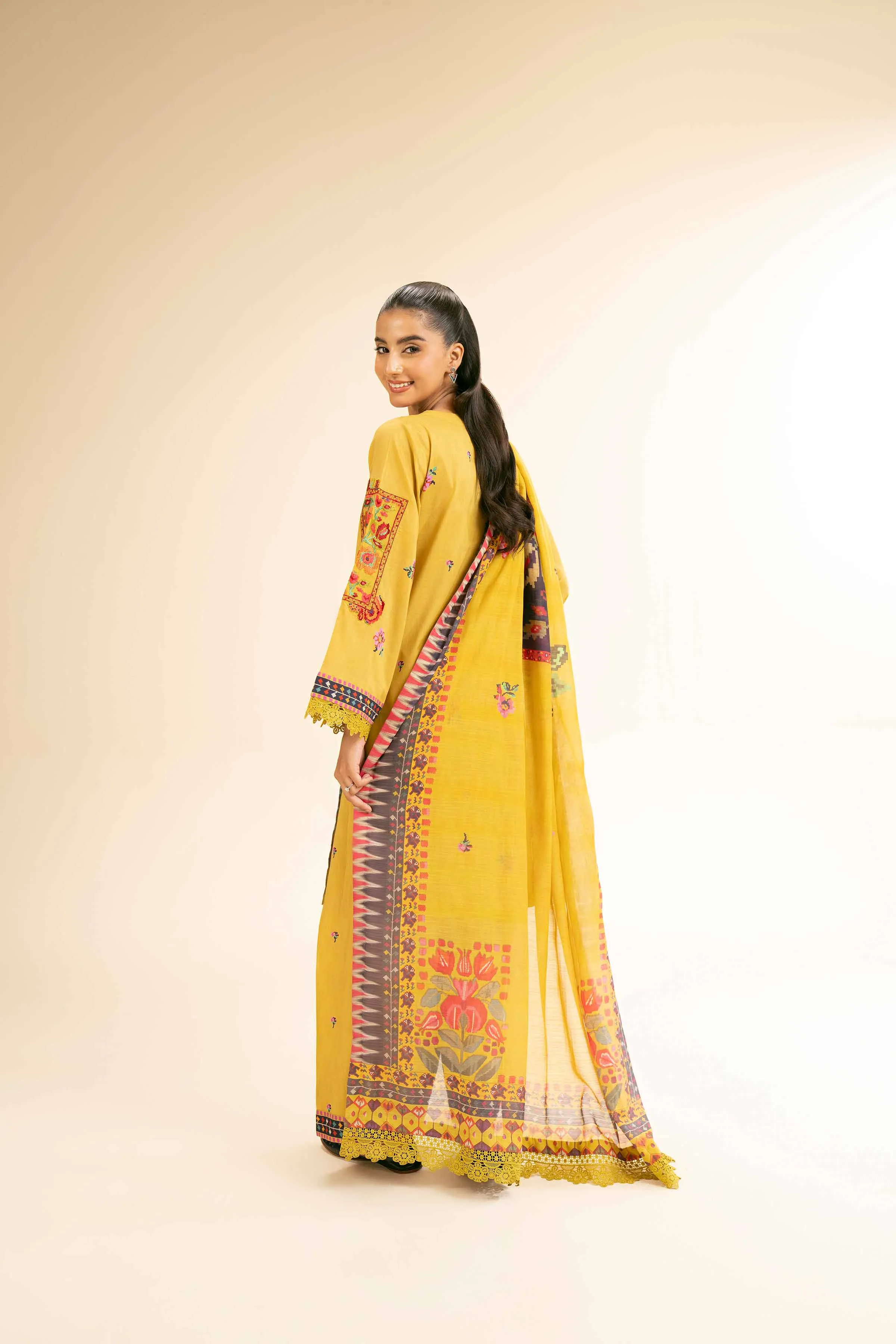 3 Piece - Printed Embroidered Suit - 42501306