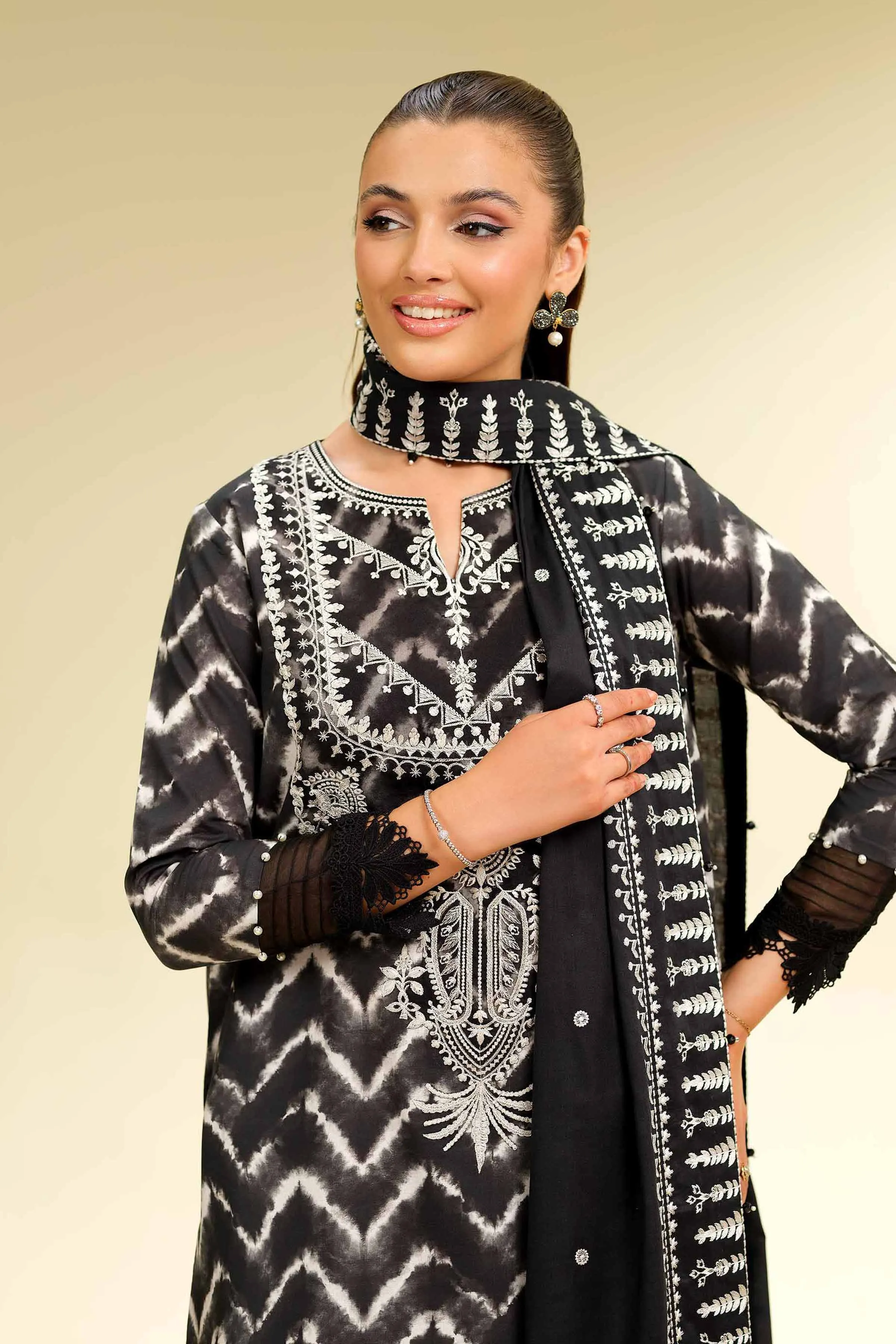3 Piece - Printed Embroidered Suit - 42501365