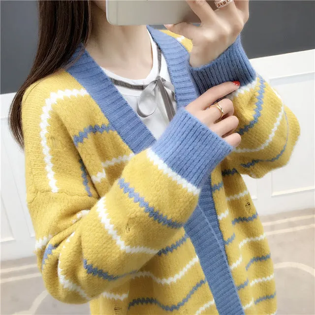 9146 new striped cardigan