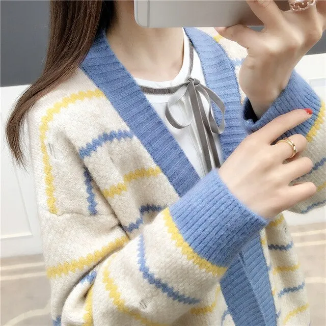 9146 new striped cardigan