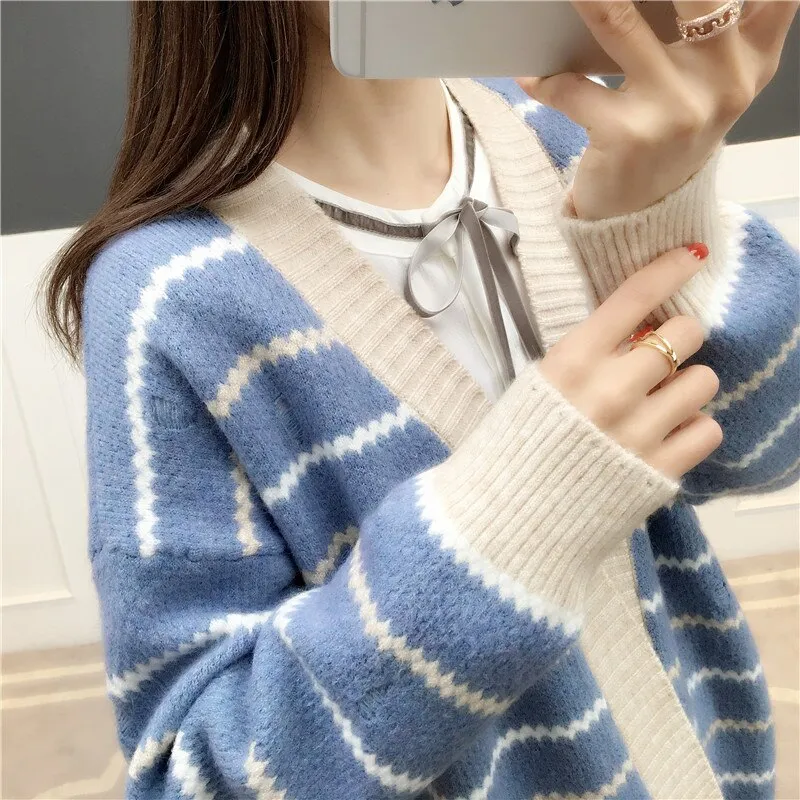 9146 new striped cardigan
