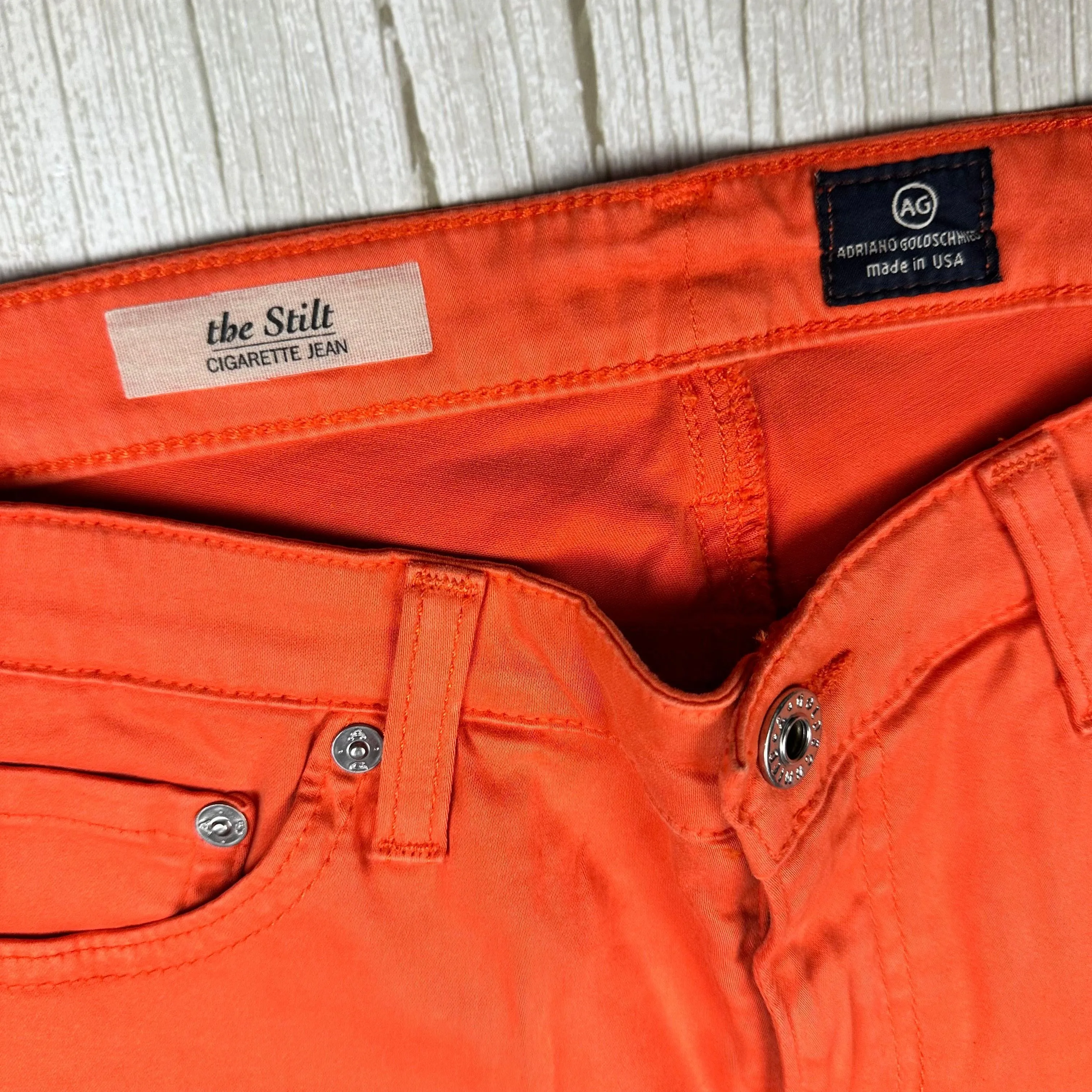 AG Adriano Goldschmied  'the Stilt'  Cigarette Slim Fit Orange Jeans- Size 30R