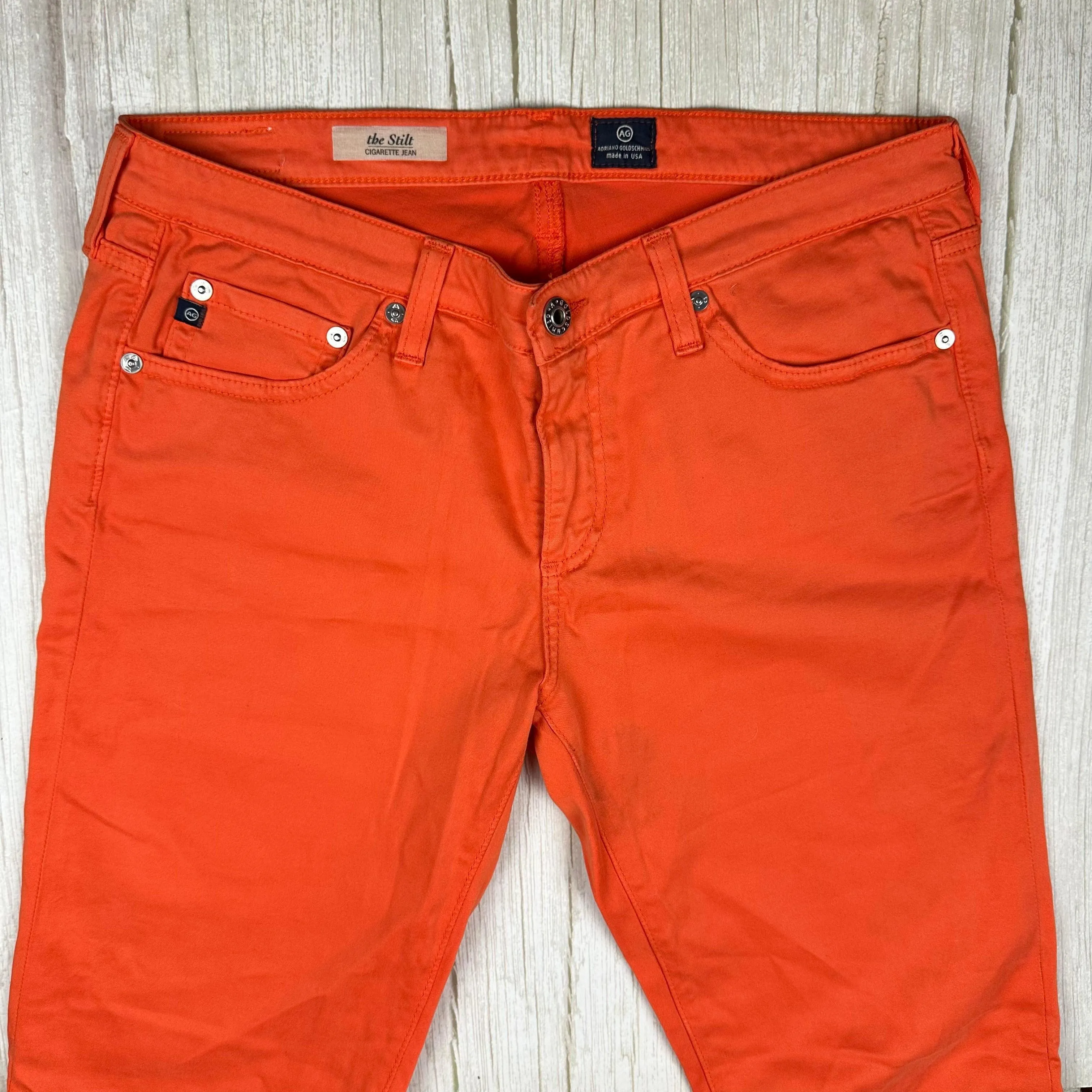 AG Adriano Goldschmied  'the Stilt'  Cigarette Slim Fit Orange Jeans- Size 30R