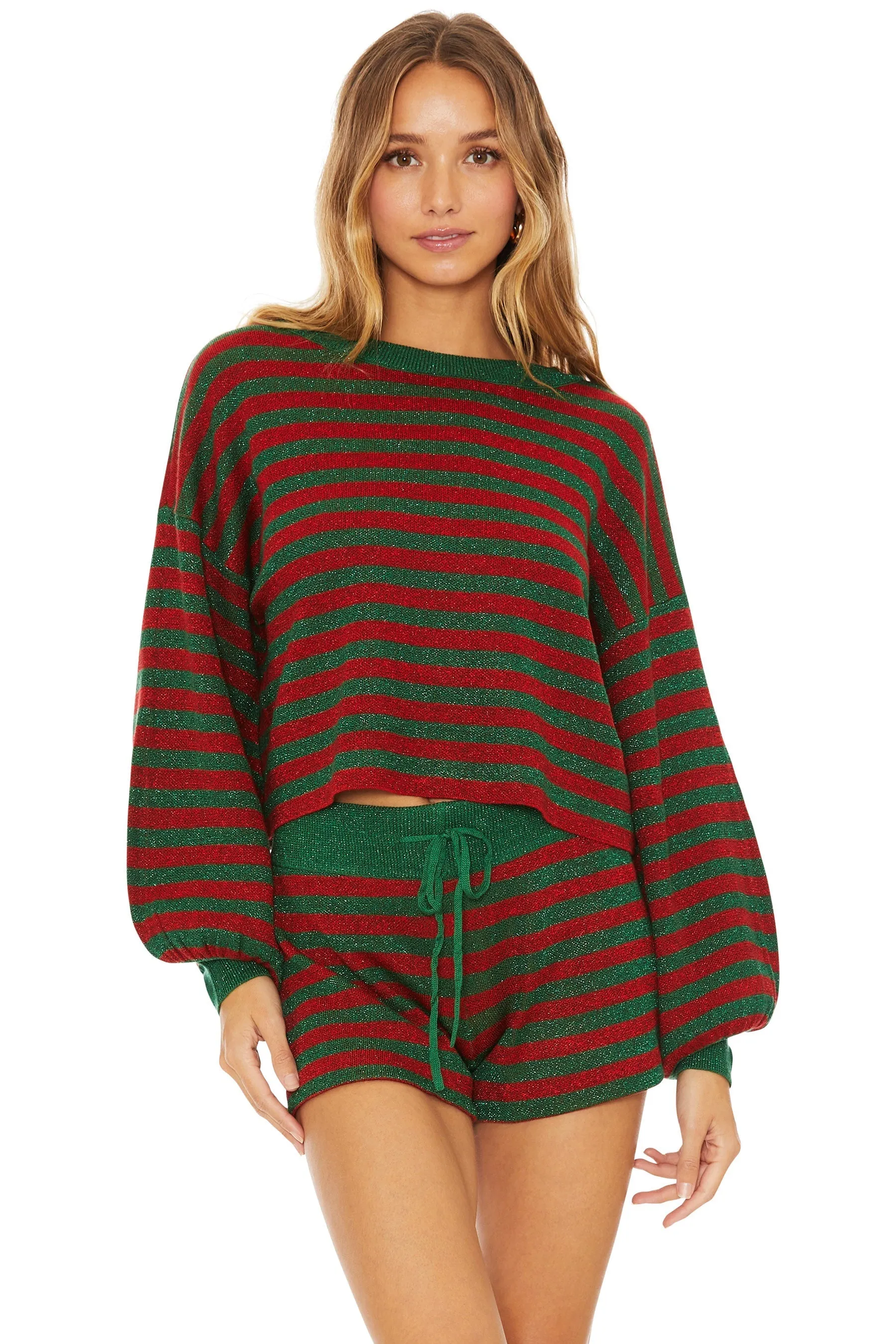 Beach Riot Ava Sweater in Holiday Glitter Stripe