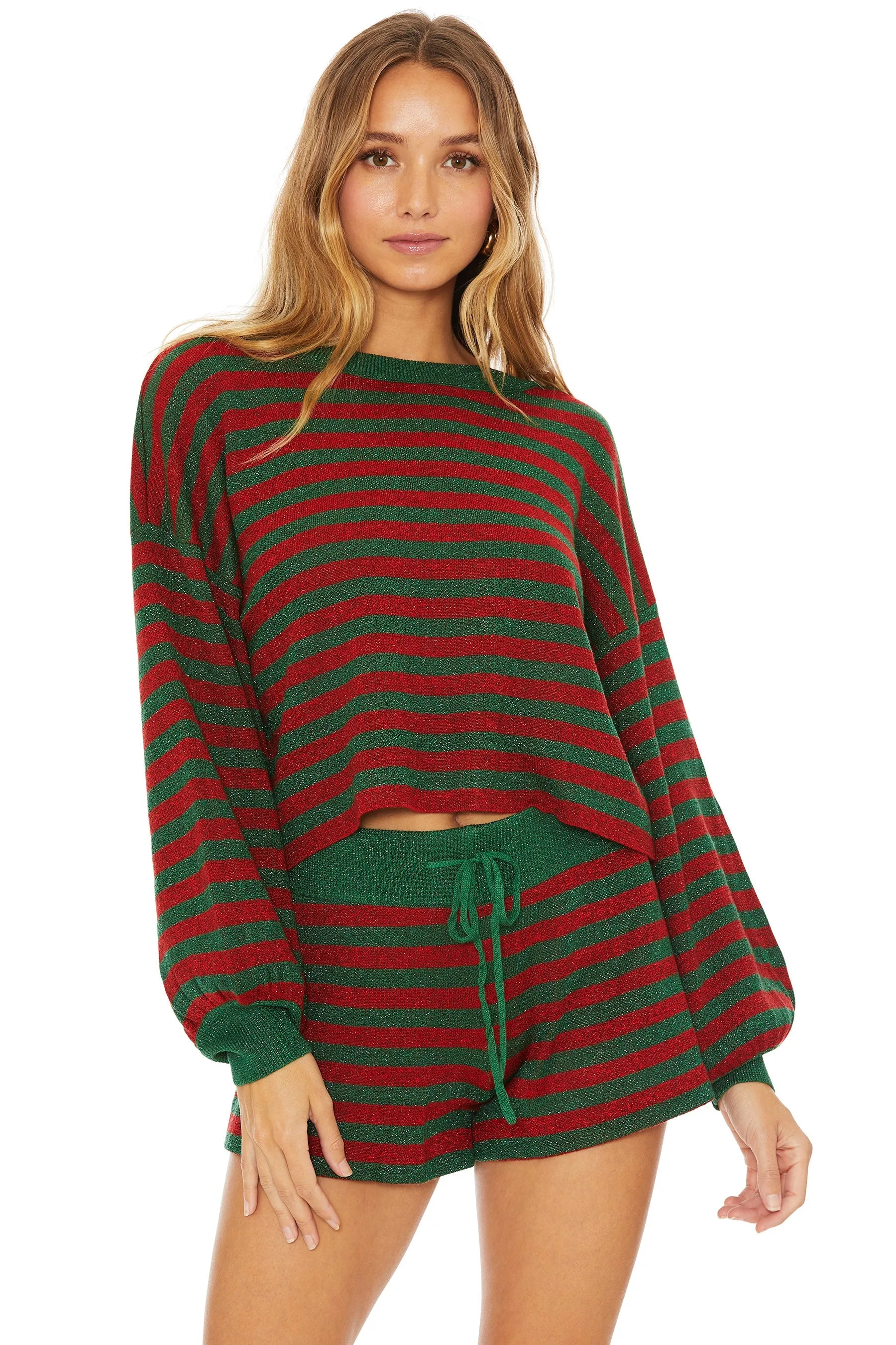 Beach Riot Ava Sweater in Holiday Glitter Stripe