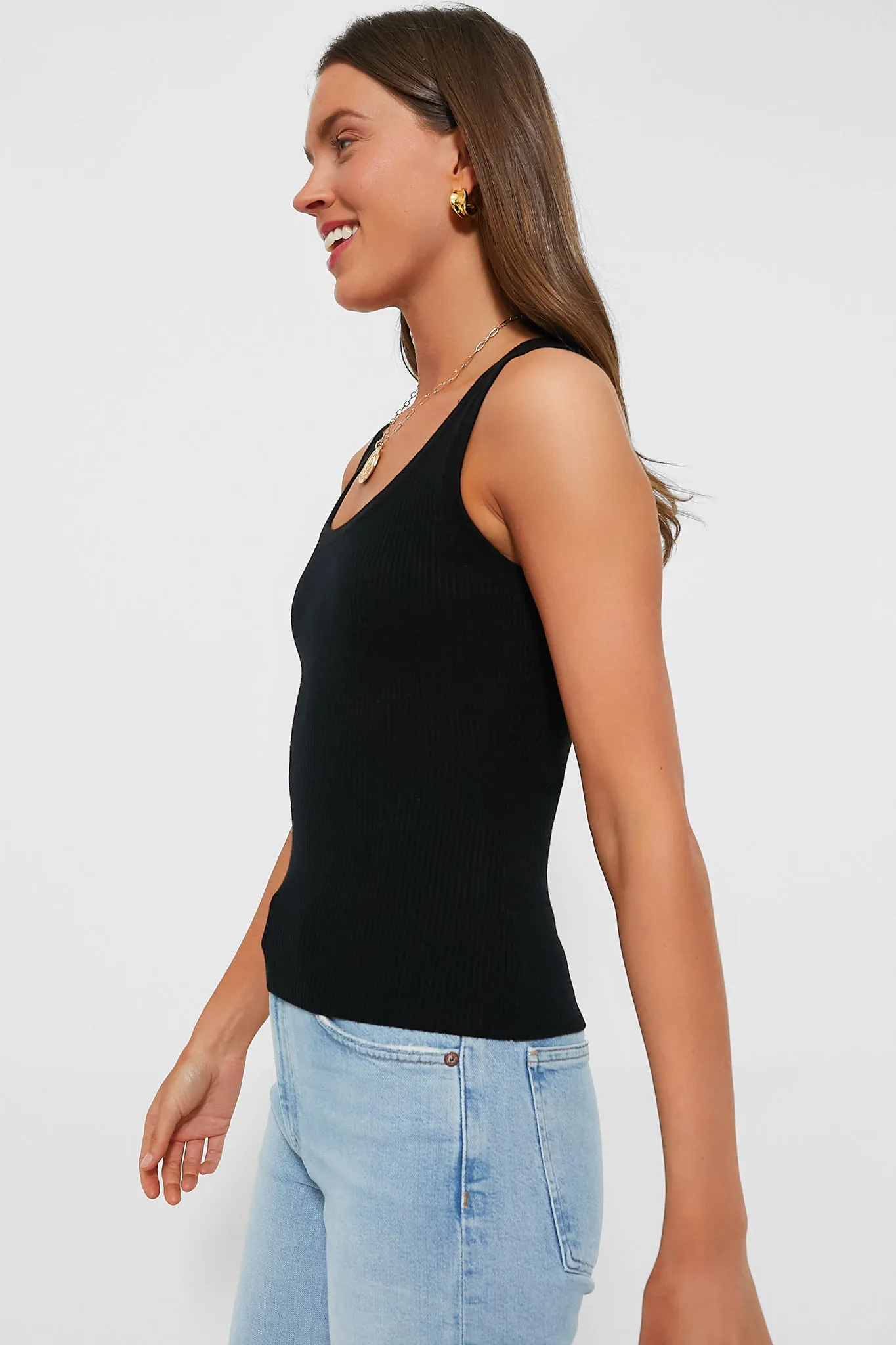 Black Shelby Rib Knit Tank