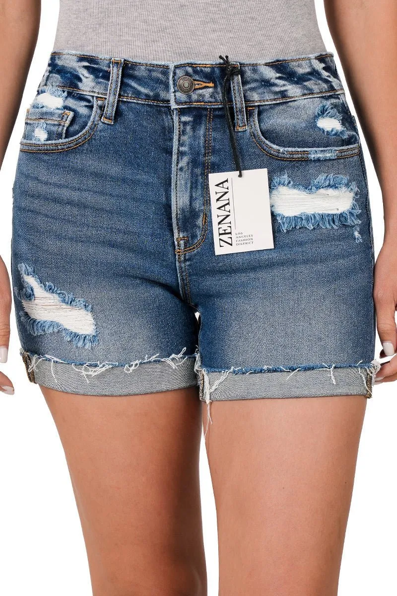 Breezy Raw Hem Cuffed Shorts