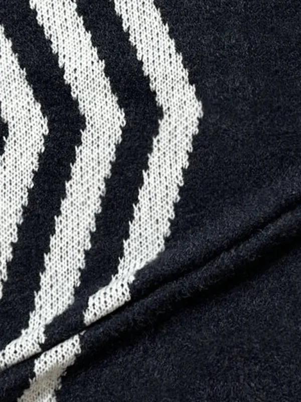 Cardigans - Diamond Stripe Print Long Knit