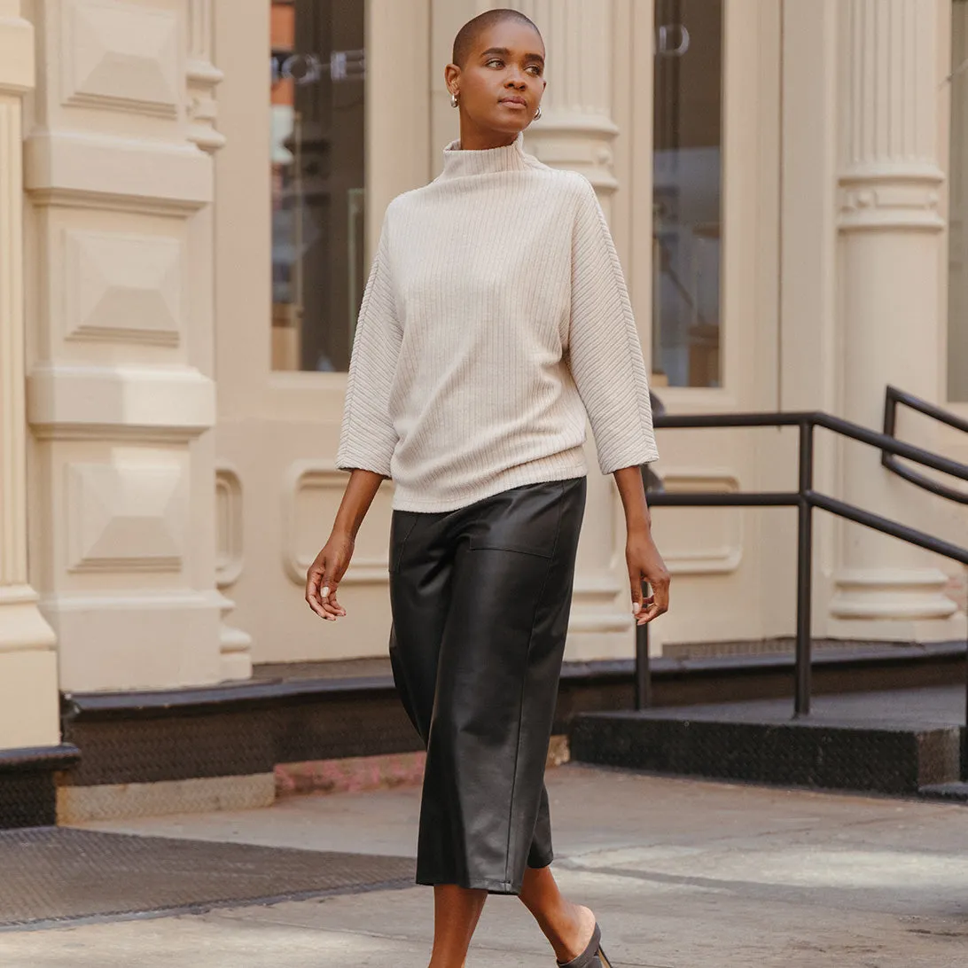 Chunky Ribbed - Funnel Neck Modern Sweater Top - Sand - Final Sale!