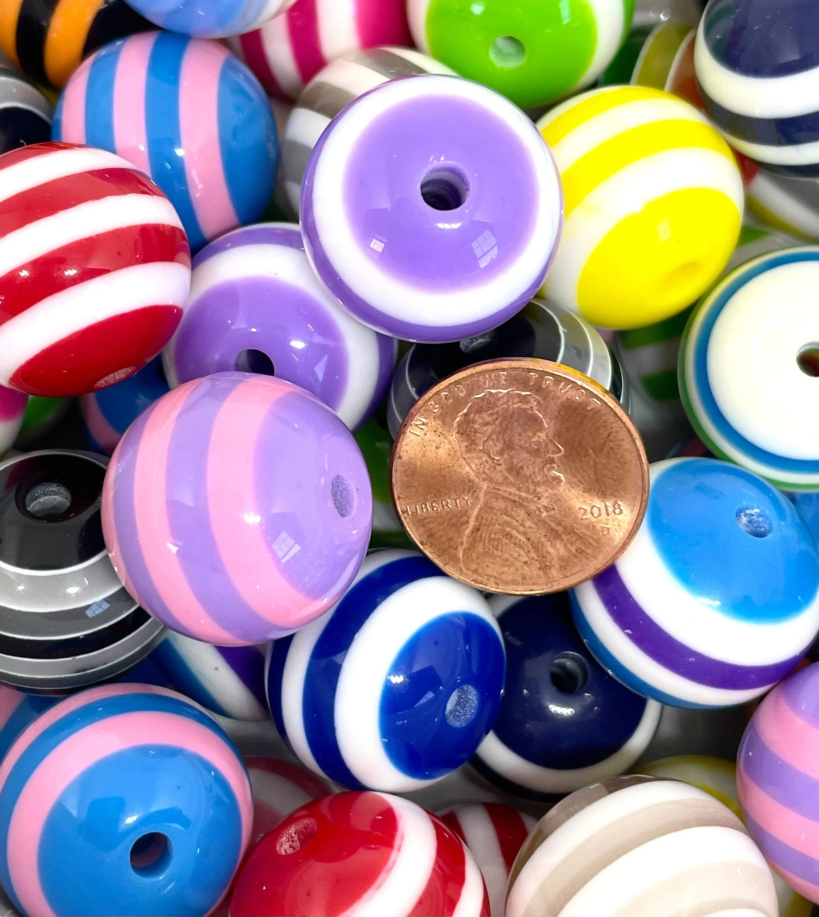 Colorful Striped Chunk Bead Mix for Jewelry Making, Large Gumball Beads for Chunky Necklace, Round Bead Mix, Large Beads, Gifts for Her