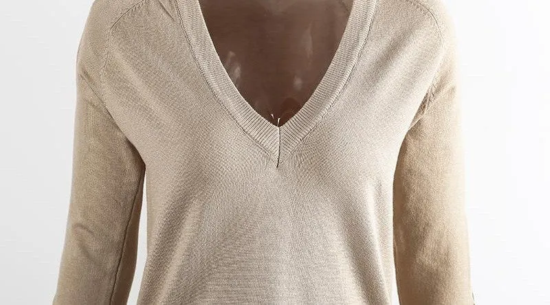 Cross Sleeve V-Neck Sweater Of Cotton