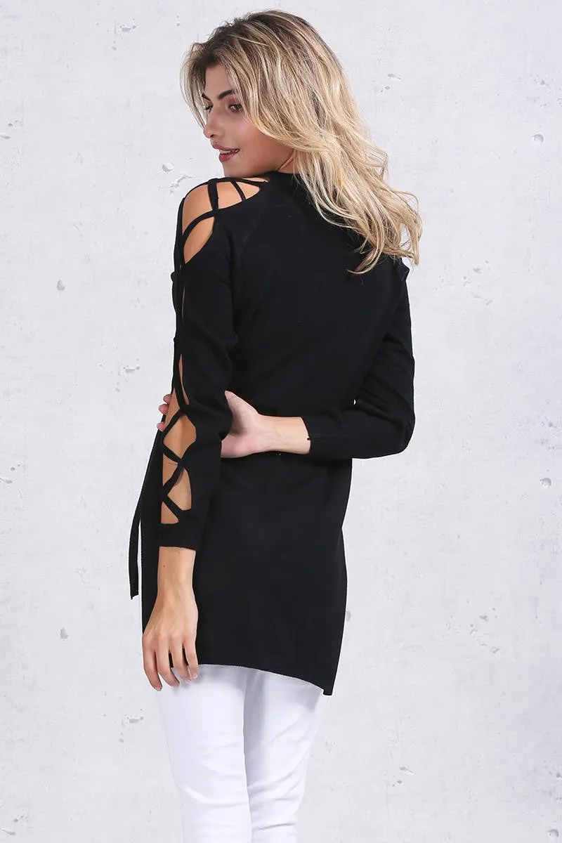 Cross Sleeve V-Neck Sweater Of Cotton