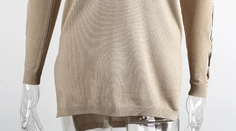 Cross Sleeve V-Neck Sweater Of Cotton