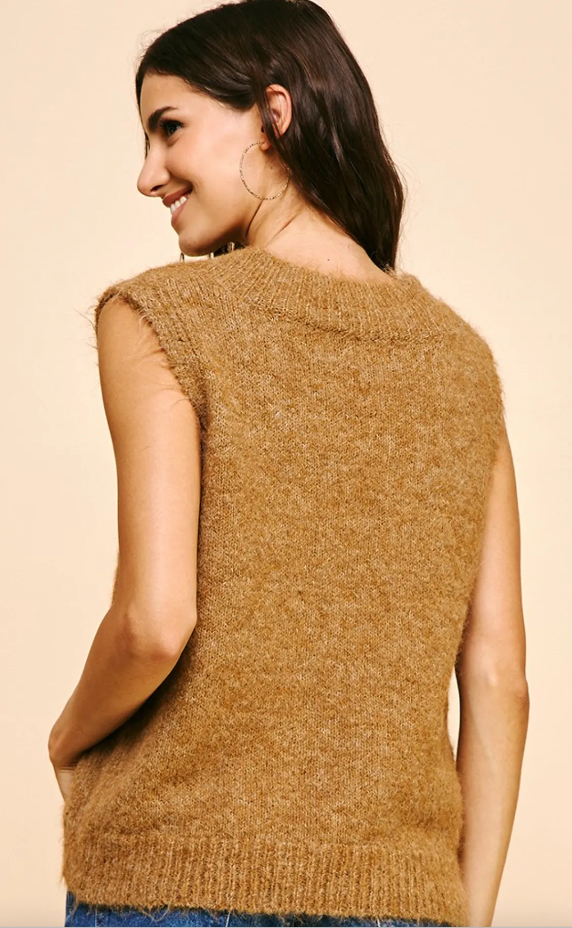 Fuzzy V Neck Vest