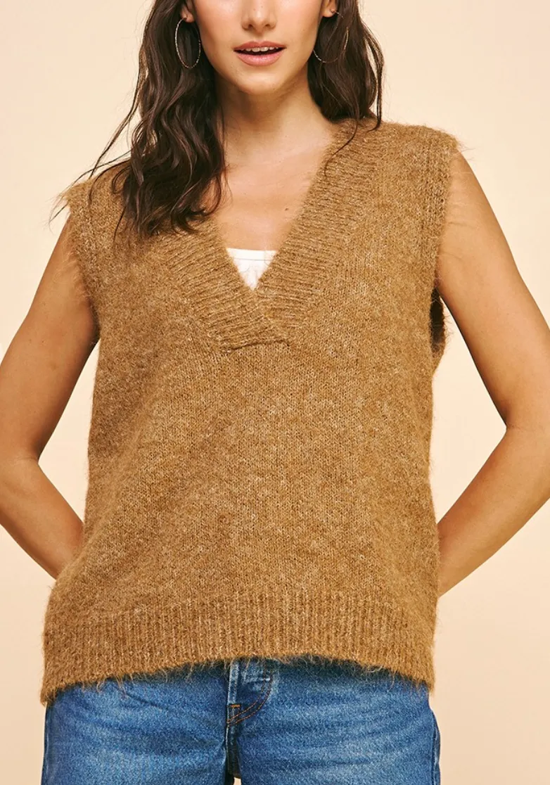Fuzzy V Neck Vest