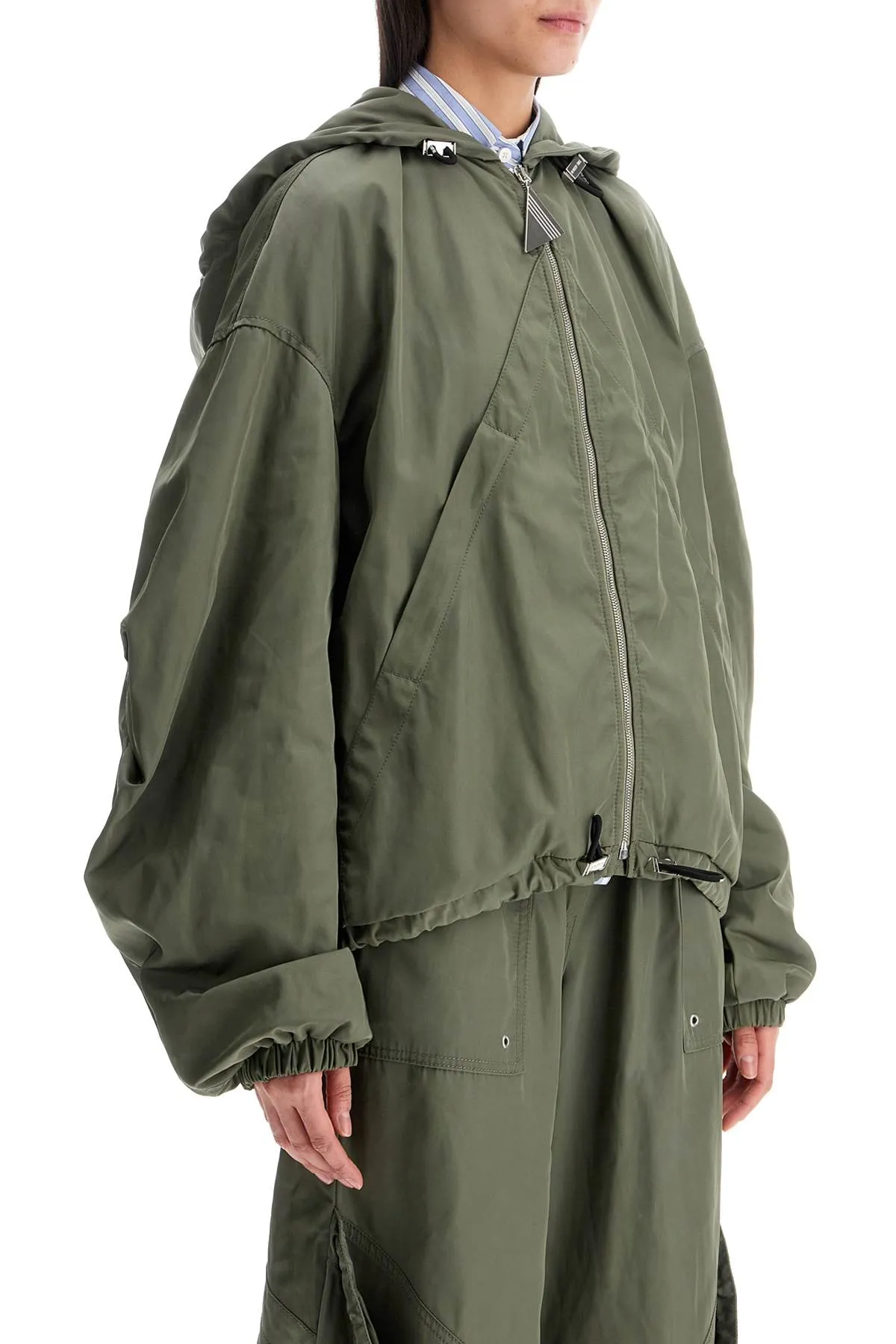 giubbotto bomber con cappuccio regolabile verde militare 250WCB00076PLL001AA MILITARY GREEN