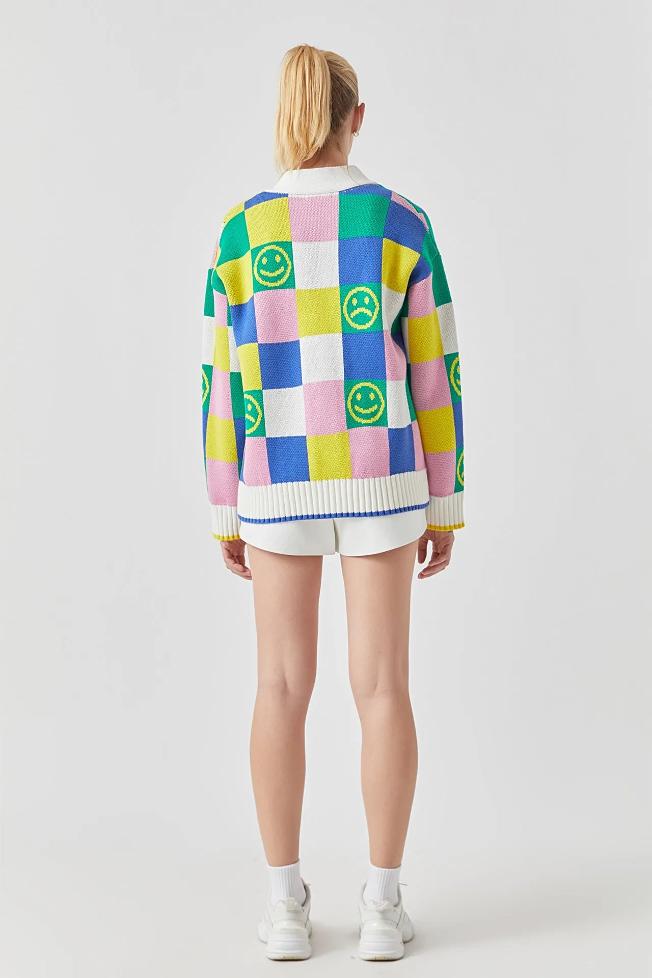 Grey Lab - Smiley Colorblock Knit Cardigan