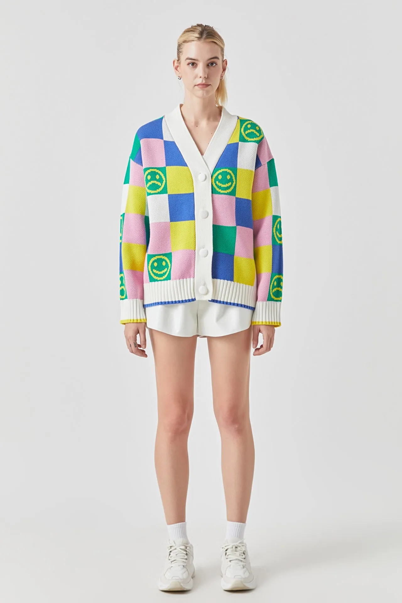 Grey Lab - Smiley Colorblock Knit Cardigan