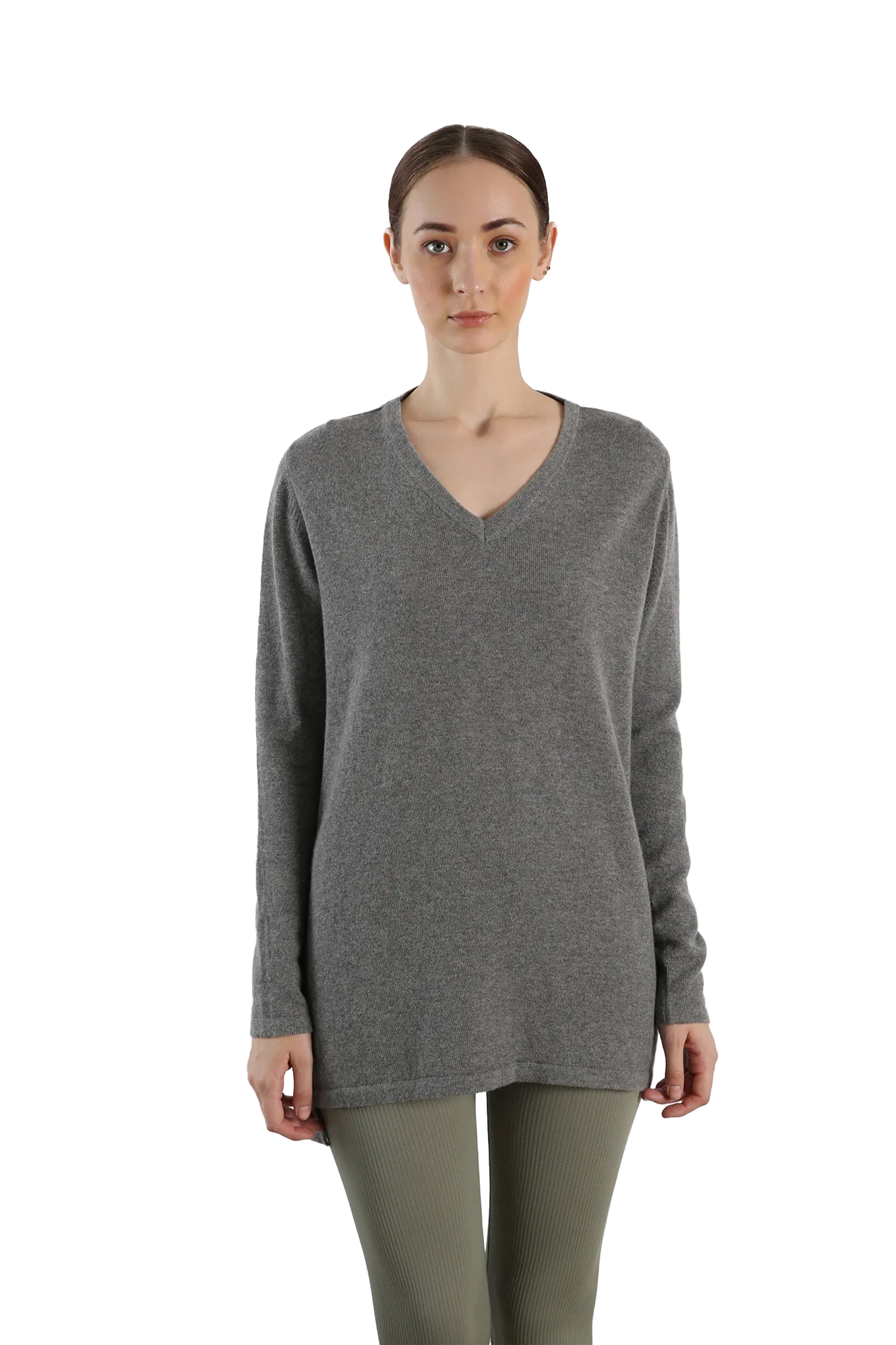 Grey V-neck Cashmere sweater