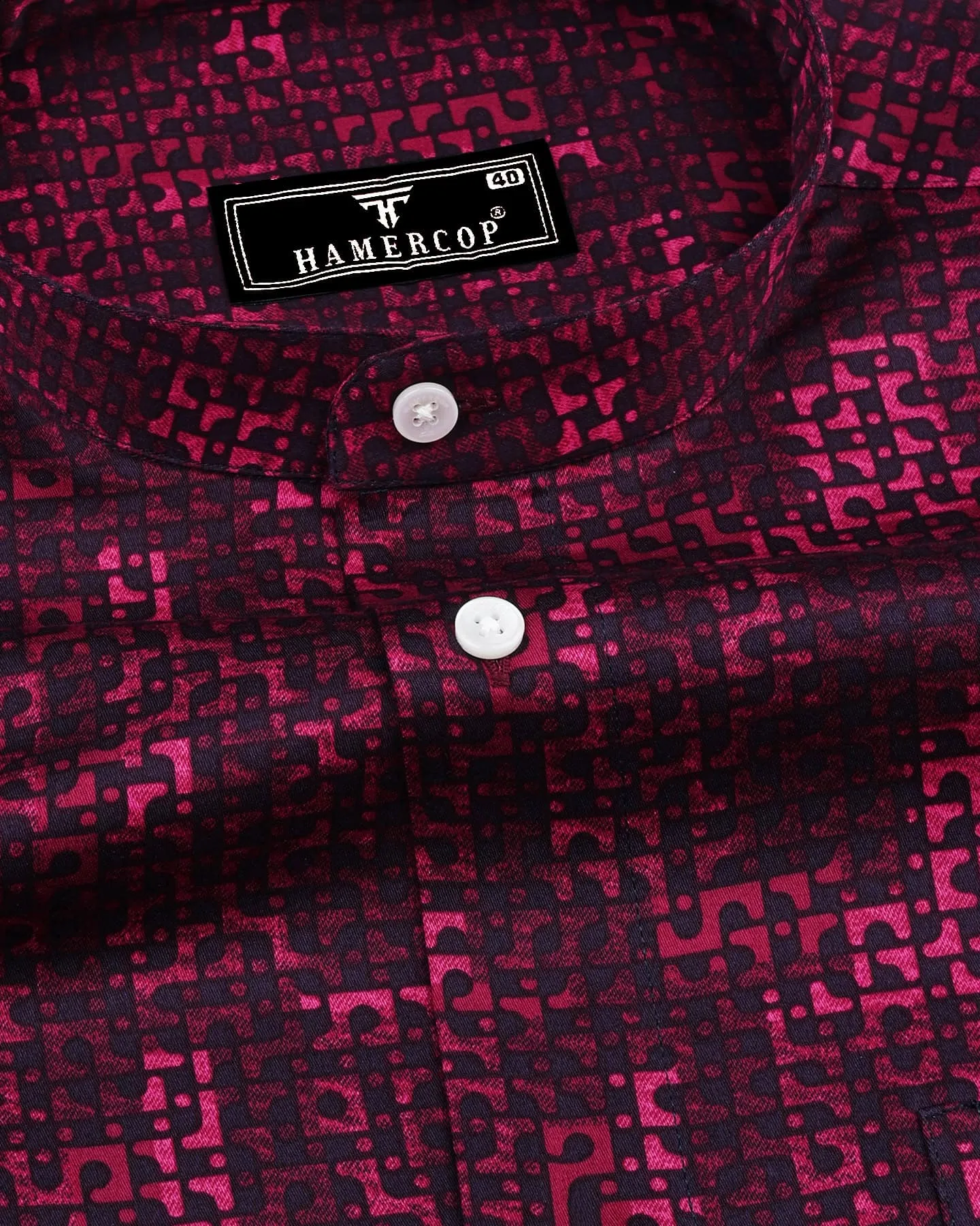 Hamerster CherryRed Shadow Satin Cotton Shirt
