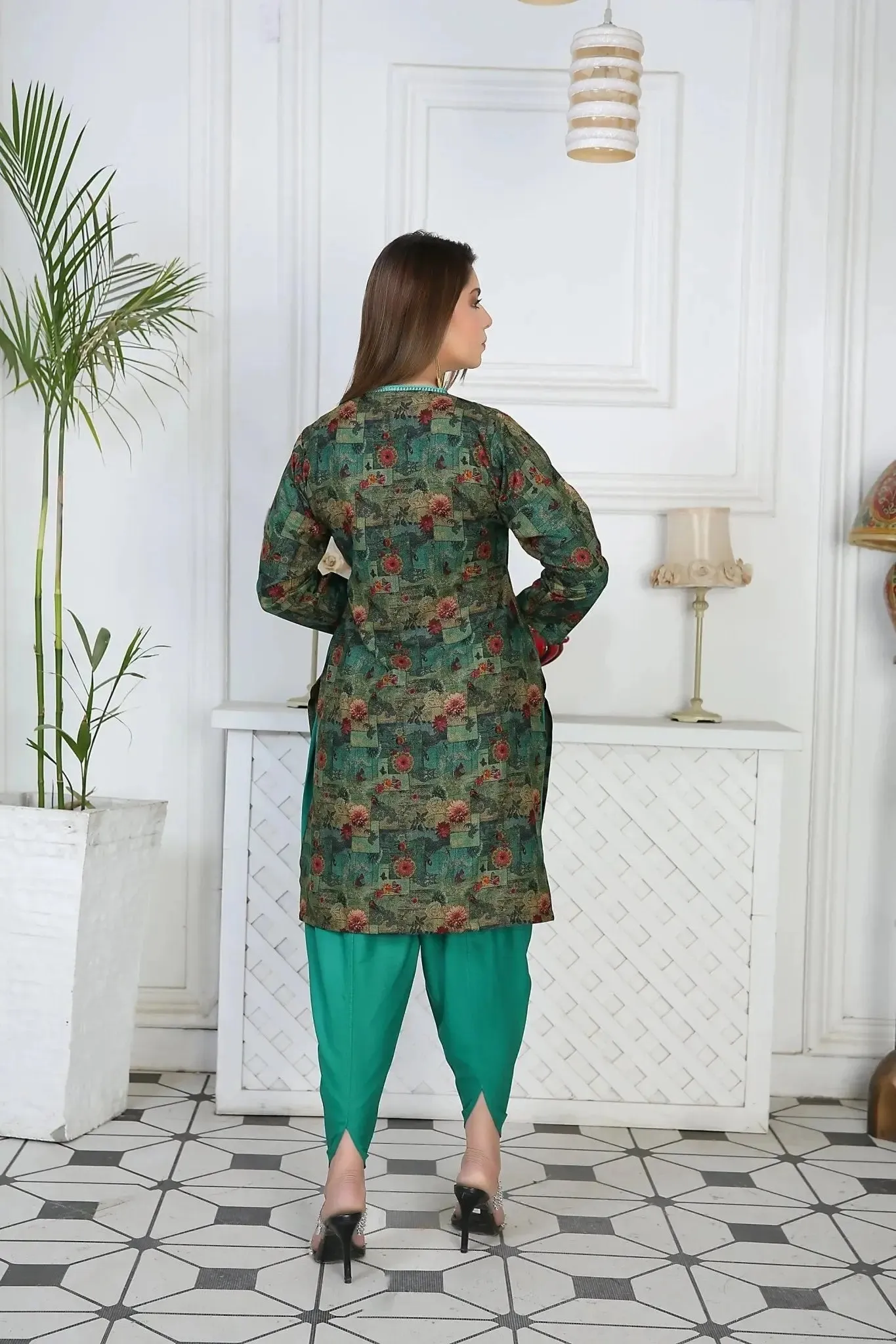IshDeena Indian Kurta Set for Women - Dhanak Fabric, 2-Piece Printed Kurta Set, Casual & Festive, M-3XL, Office & Plus Size
