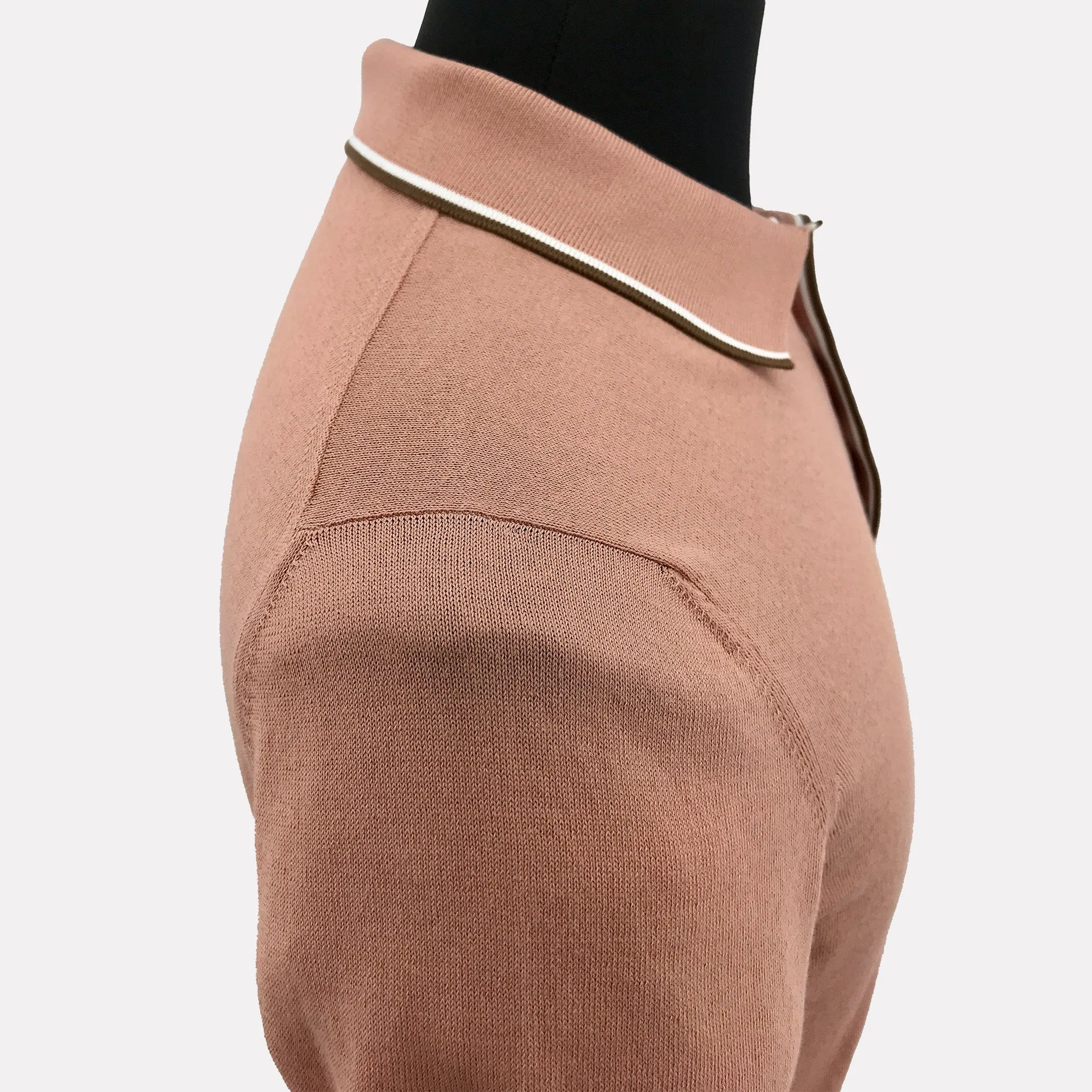 Italian Made Cotton Polo With Tipping / Salmon