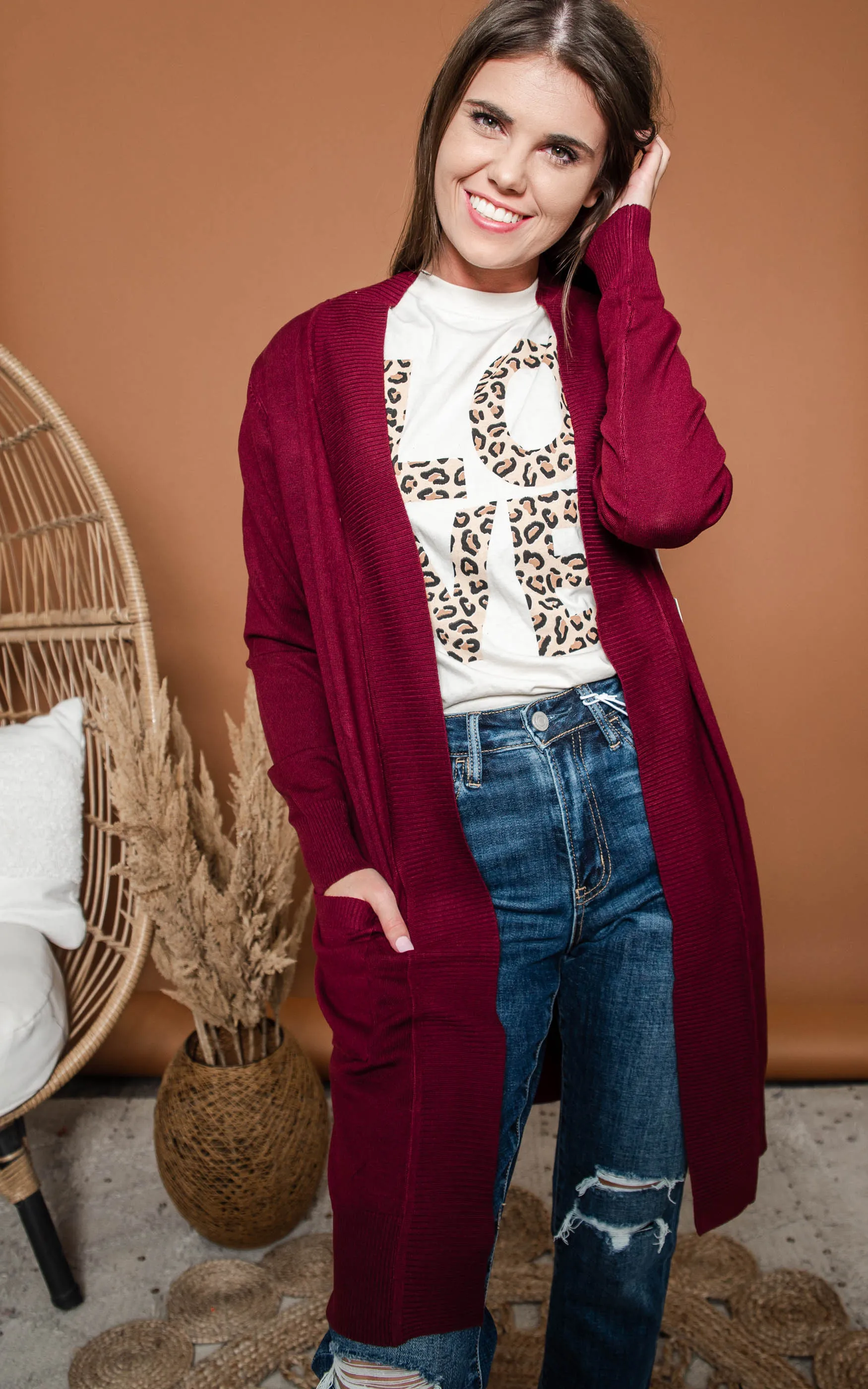 Long Boyfriend Cardigan- Cielo