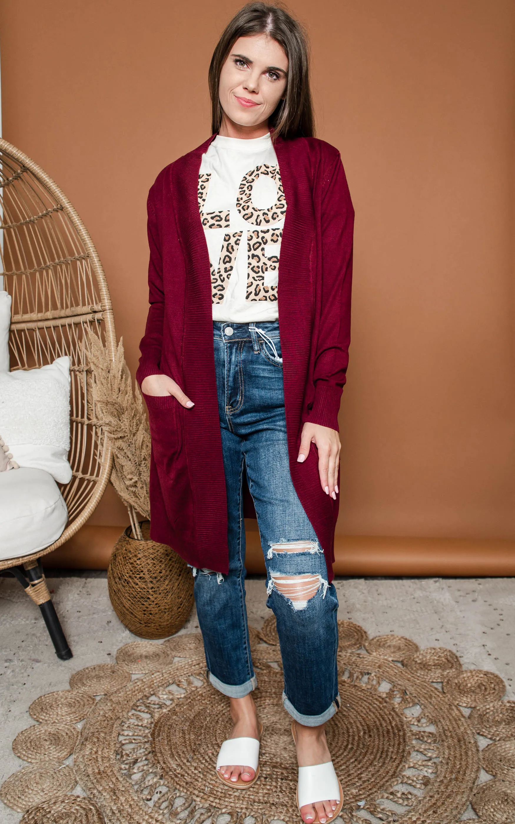 Long Boyfriend Cardigan- Cielo