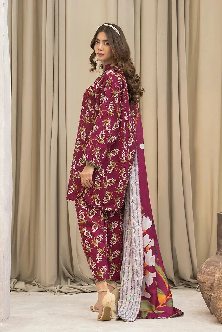 Meerak - Forbiden Flowers 3 PC Khaddar Collection - Crimson Bloom