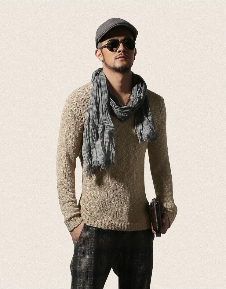 Men's Autumn/Winter Woolen Knitted V-Neck Pullover