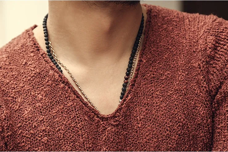 Men's Autumn/Winter Woolen Knitted V-Neck Pullover