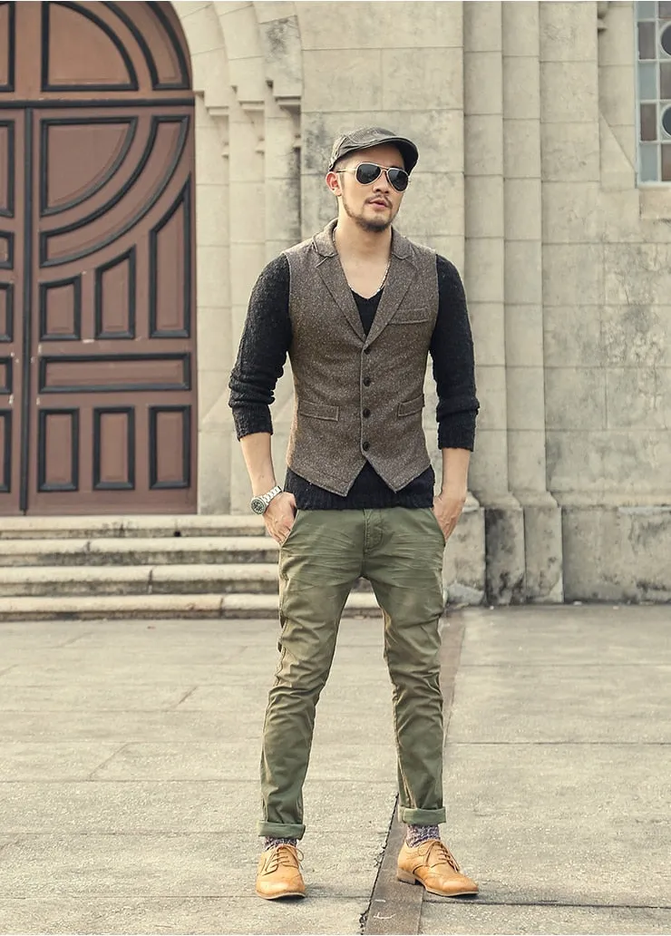 Men's Autumn/Winter Woolen Knitted V-Neck Pullover
