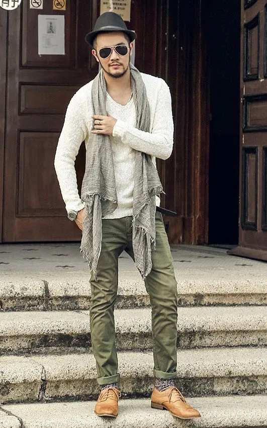 Men's Autumn/Winter Woolen Knitted V-Neck Pullover