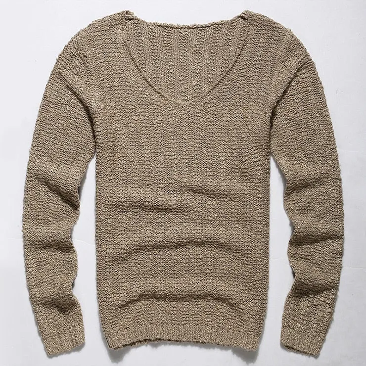Men's Autumn/Winter Woolen Knitted V-Neck Pullover