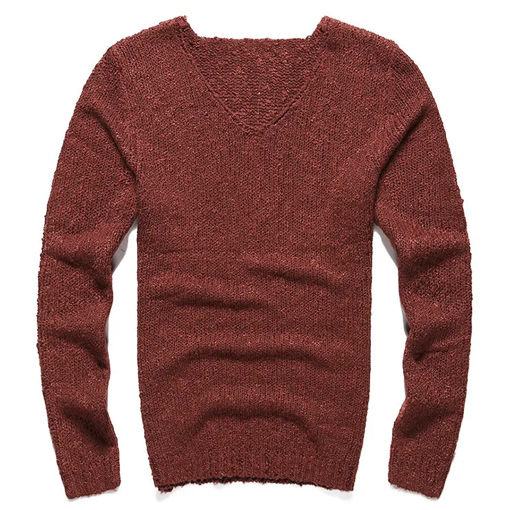 Men's Autumn/Winter Woolen Knitted V-Neck Pullover