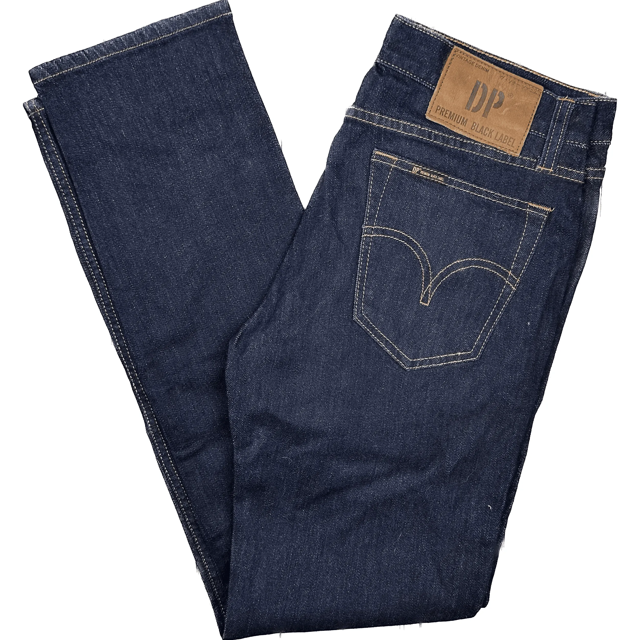 Mens Indigo DP Premium Black Label 'D505' Slim Fit Jeans  - Size 34/32
