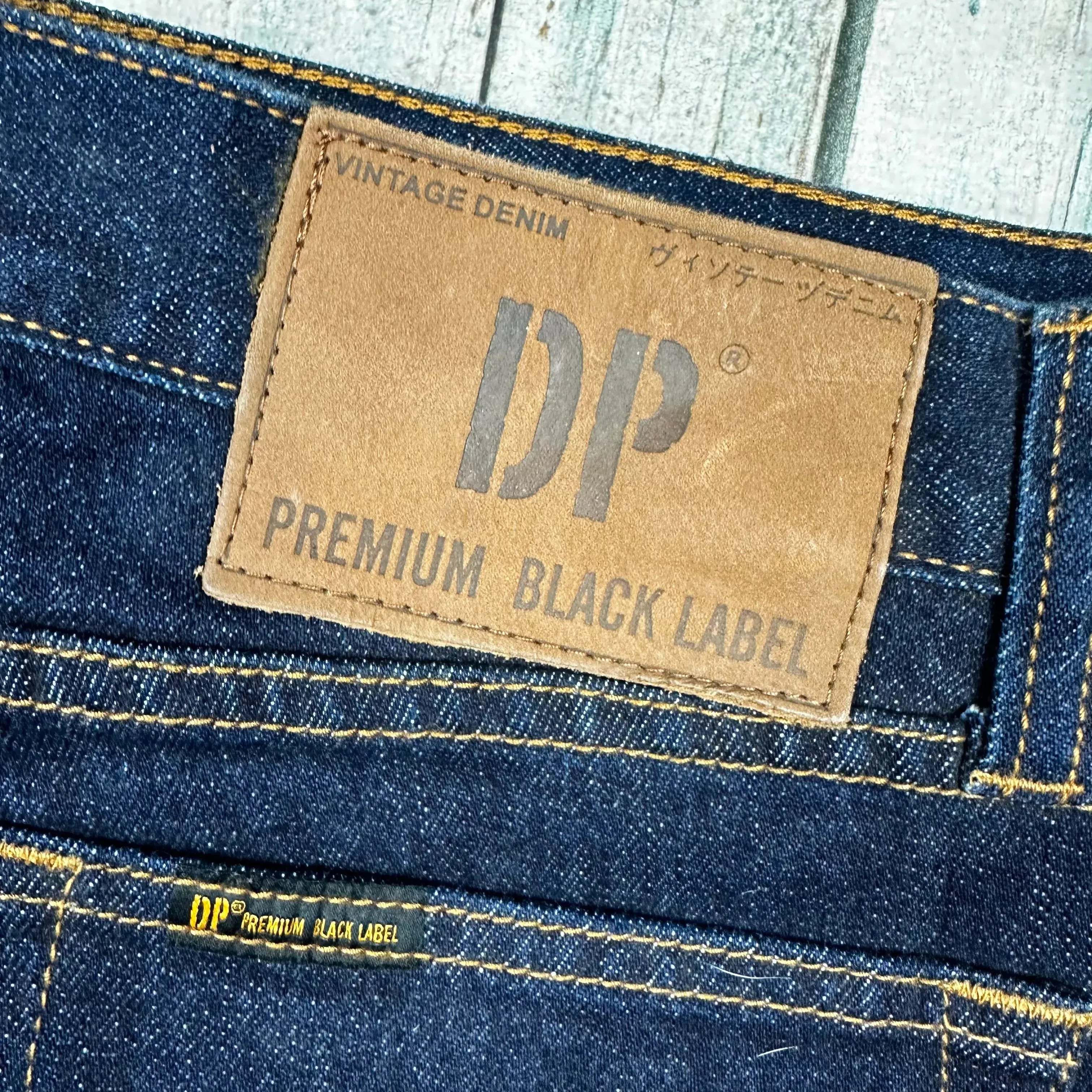 Mens Indigo DP Premium Black Label 'D505' Slim Fit Jeans  - Size 34/32