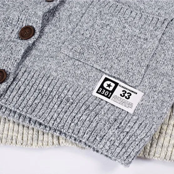 Men's Spring/Autumn Knitted V-Neck Slim Fit Wool Cardigan