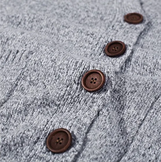 Men's Spring/Autumn Knitted V-Neck Slim Fit Wool Cardigan