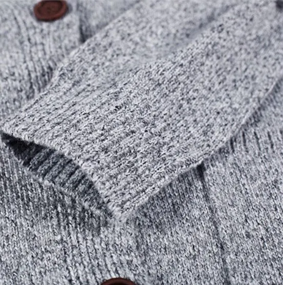 Men's Spring/Autumn Knitted V-Neck Slim Fit Wool Cardigan