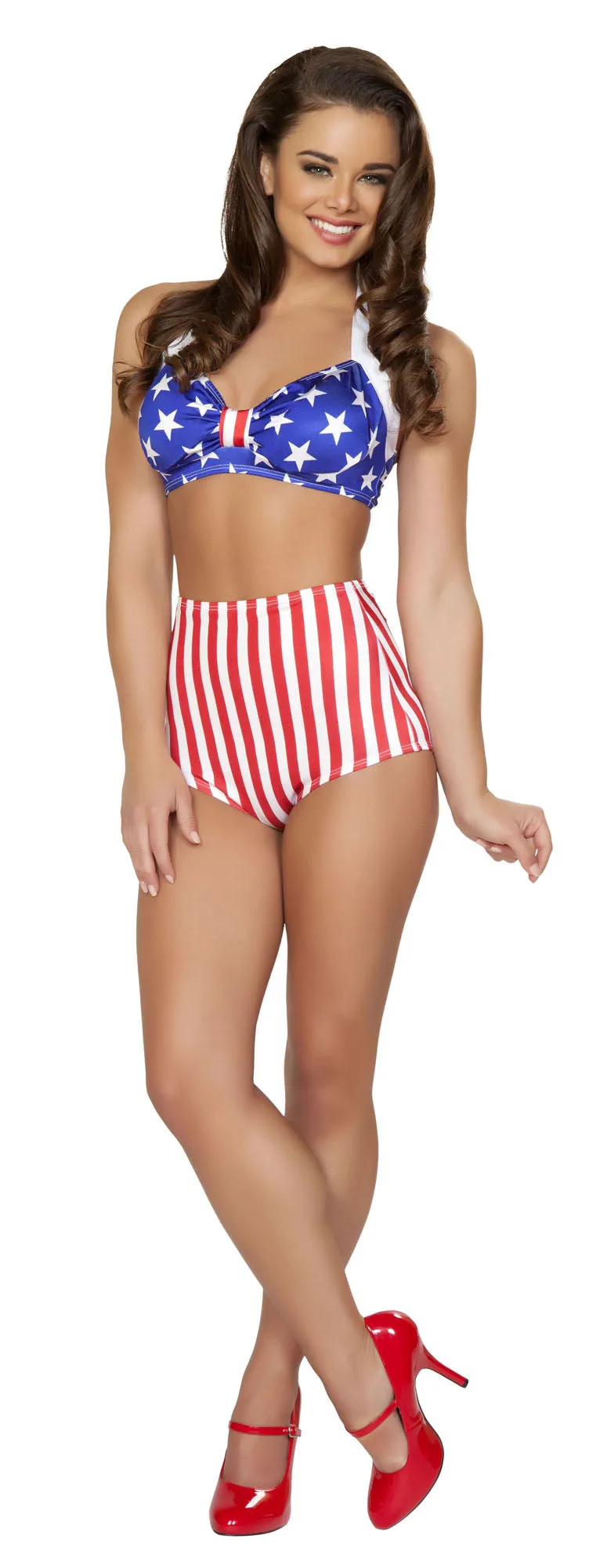 Pinup Style High-Waisted Shorts American Flag SH3090-USA