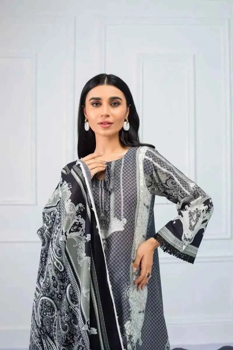 Ready to Wear Printed Lawn Pakistani Dresses for Women Shalwar, Kameez with Dupatta - Three Piece Set