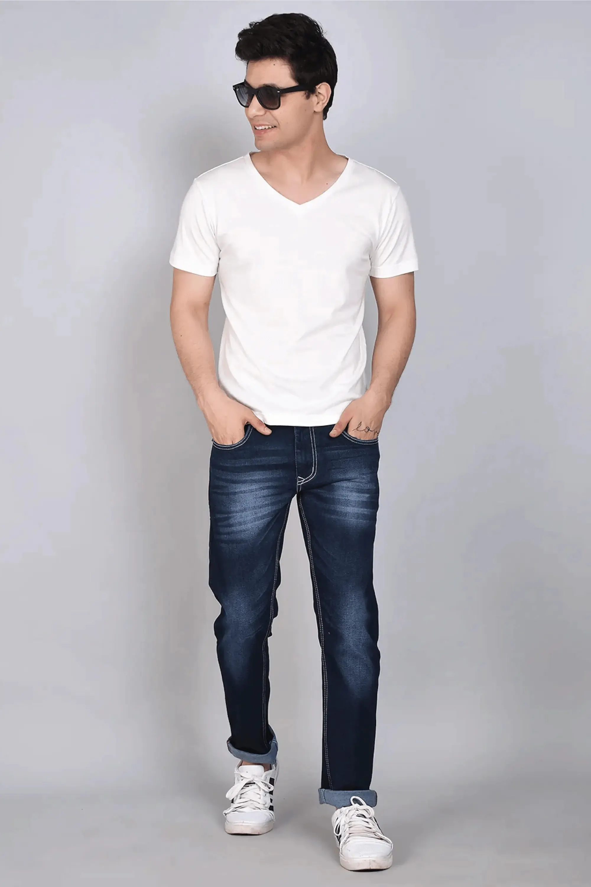 Slim Fit Shade Bright Blue Denim Jeans For men