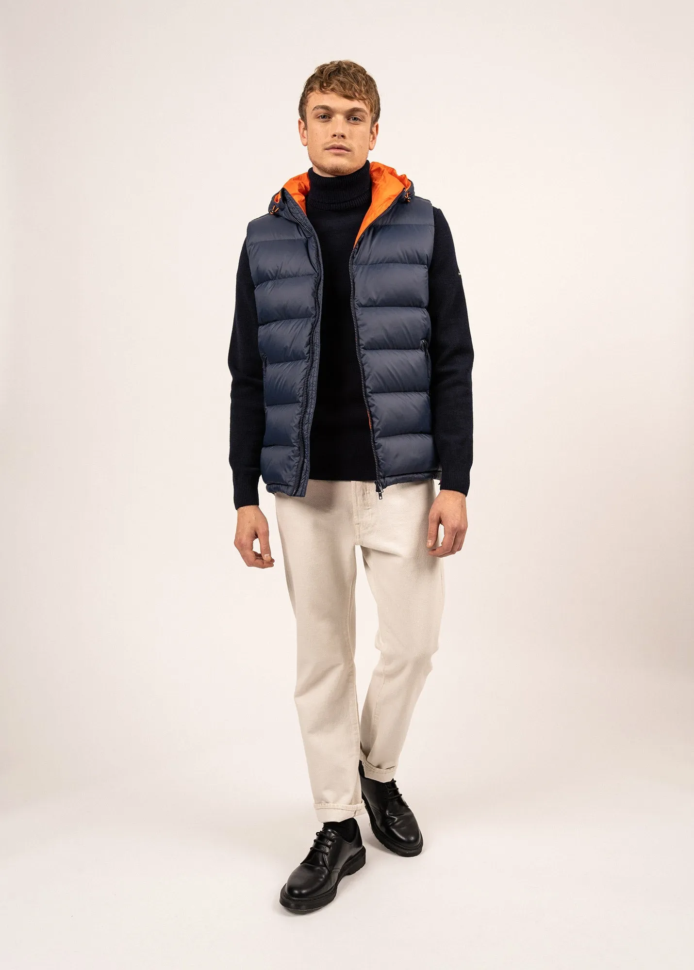 St Otis sleeveless down jacket - hooded (NAVY/ORANGE FLUO)