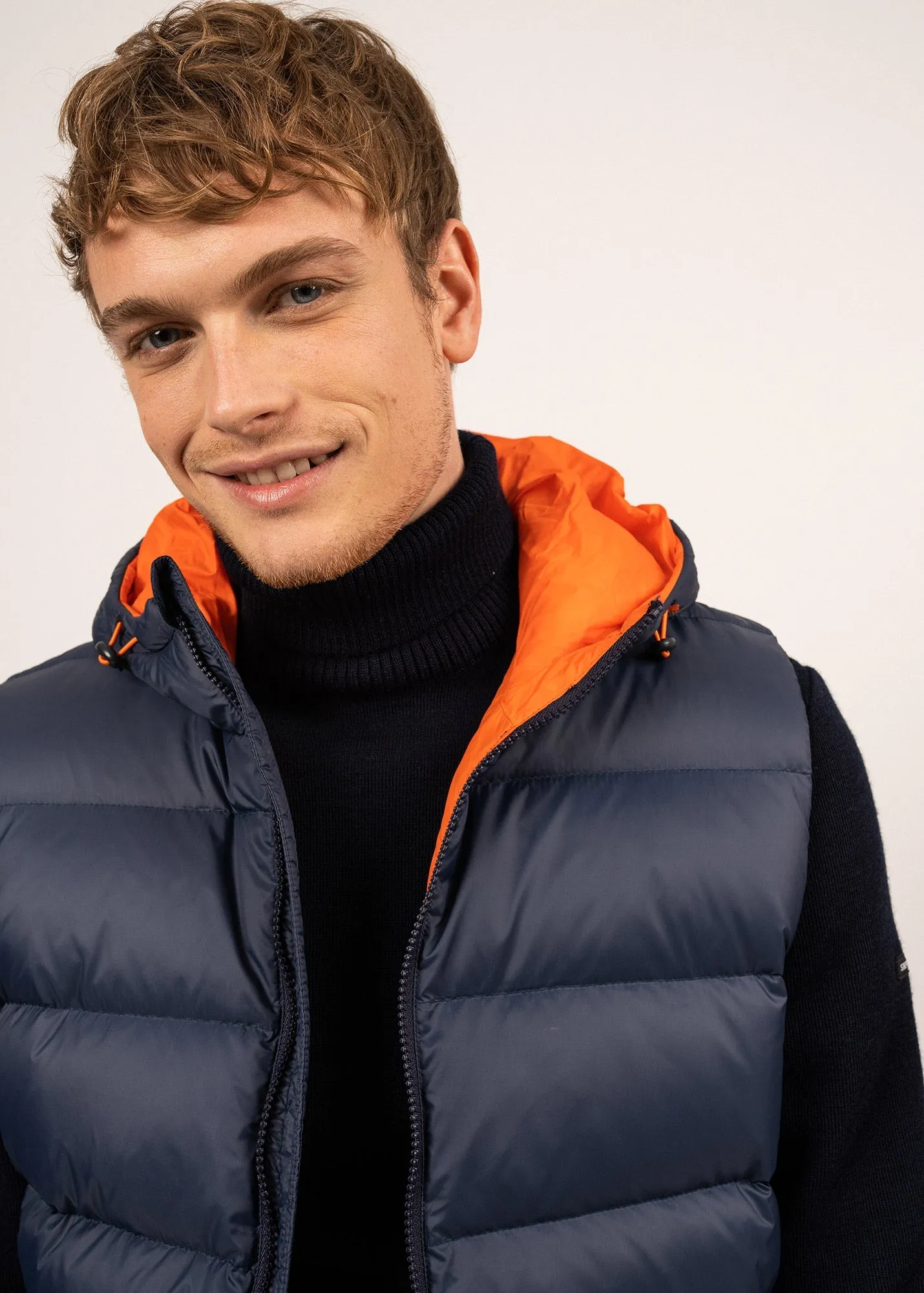 St Otis sleeveless down jacket - hooded (NAVY/ORANGE FLUO)