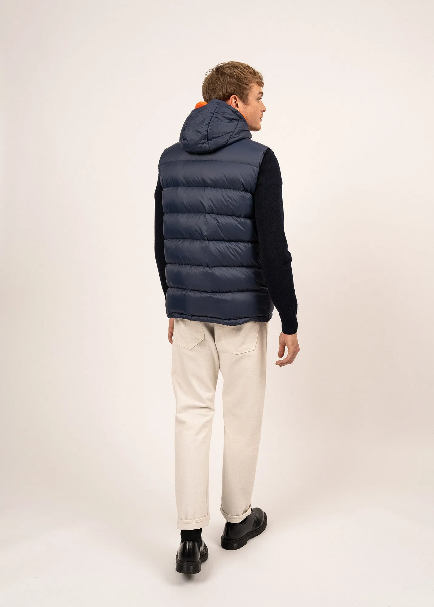 St Otis sleeveless down jacket - hooded (NAVY/ORANGE FLUO)