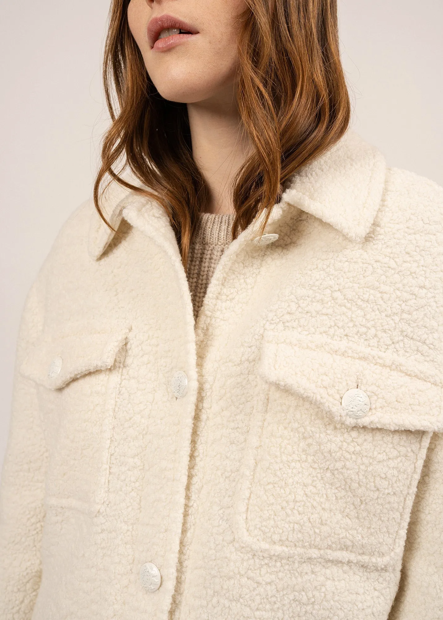 Ste Loelia long coat - in Sherpa (BLANC D'HIVER)