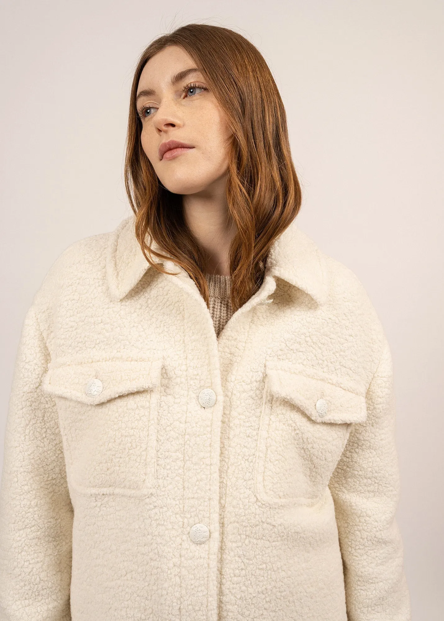 Ste Loelia long coat - in Sherpa (BLANC D'HIVER)
