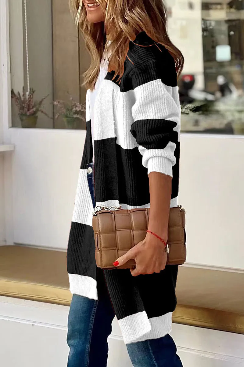 Street Striped Patchwork Cardigans